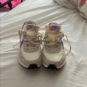Nike Cream and Purple Athletic Shoes